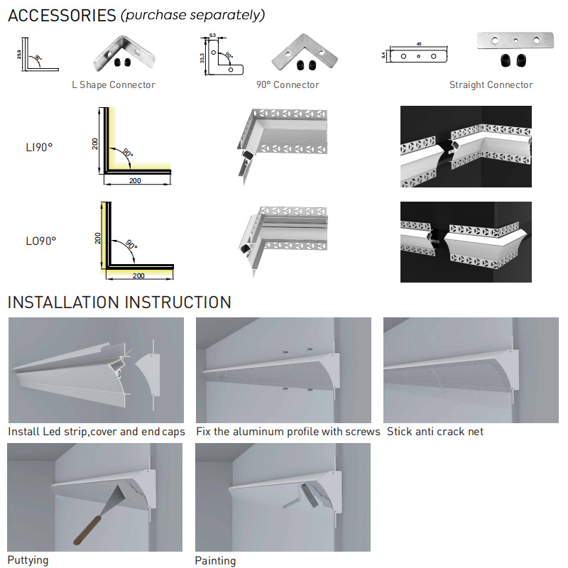 Gips im modernen LED-Kronen-Deckenleistenprofil für 18-mm-Leuchten Gips im modernen LED-Kronen-Deckenleistenprofil für 18-mm-Leuchten