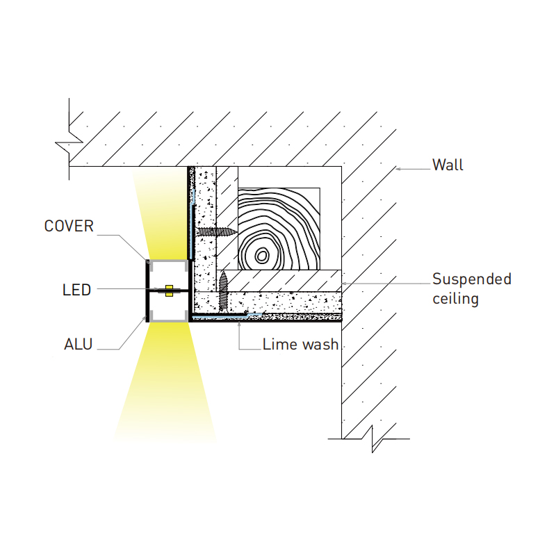 Plaster In Up Down Tray Ceiling Lighting LED Channel