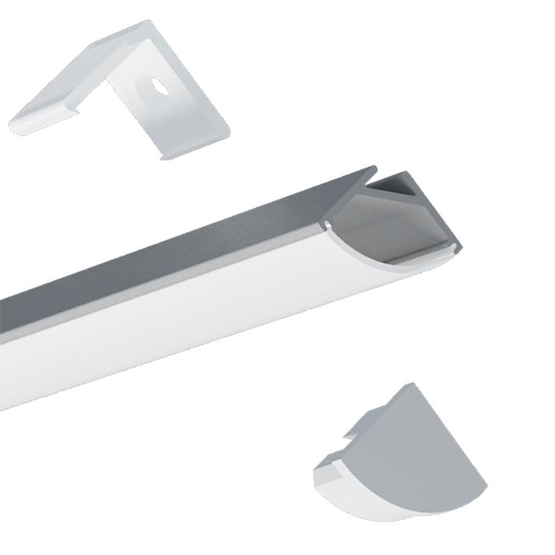 An der Ecke montierter LED-Diffusorkanal aus Aluminium für flexible 10-mm-LED-Streifen