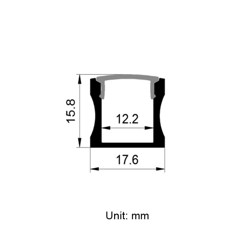 Kanál LED světelného difuzoru hliník pro 12mm LED světelný pás