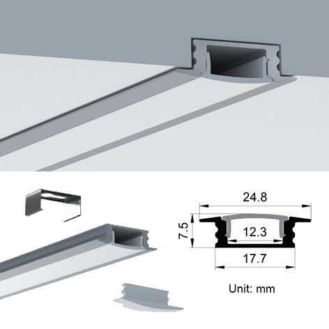 Recessed LED Aluminum Channel With Flange For 12mm LED Light