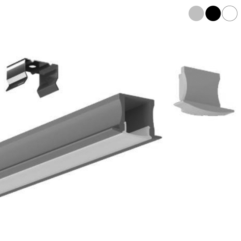 Einbau-LED-Streifenkanal aus Aluminium mit Flansch für 12-mm-LED-Streifenbeleuchtung