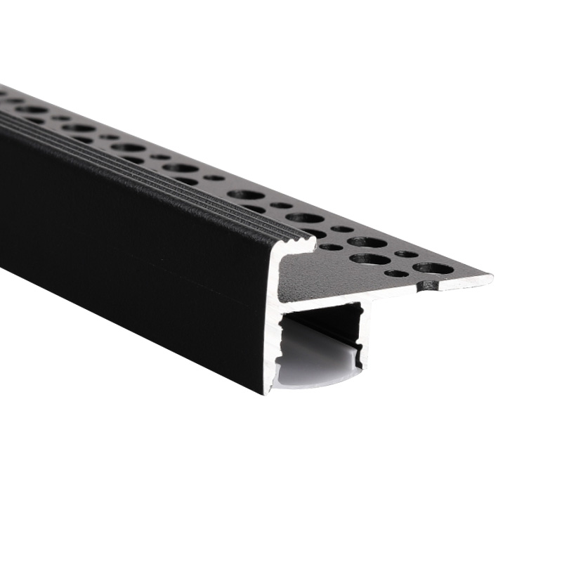 Viertelzoll-Fliesen oder Holz, schwarzes Aluminium-LED-Treppenkanten-Beleuchtungsprofil