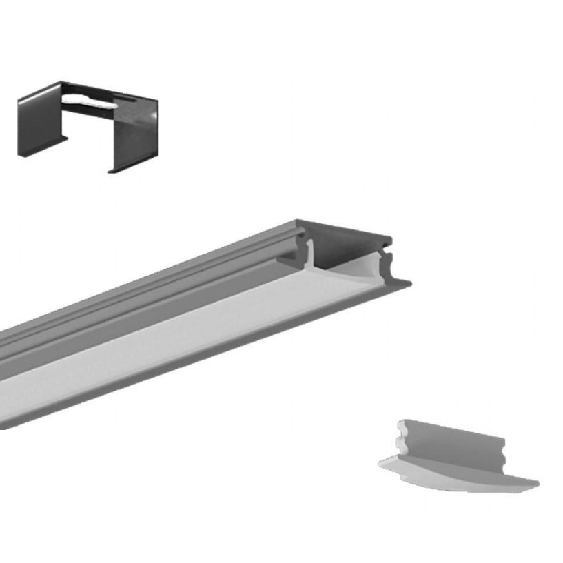 Vertieftes Aluminiumkanal-LED-Profil mit Flansch für 12-mm-LED-Streifenlichter