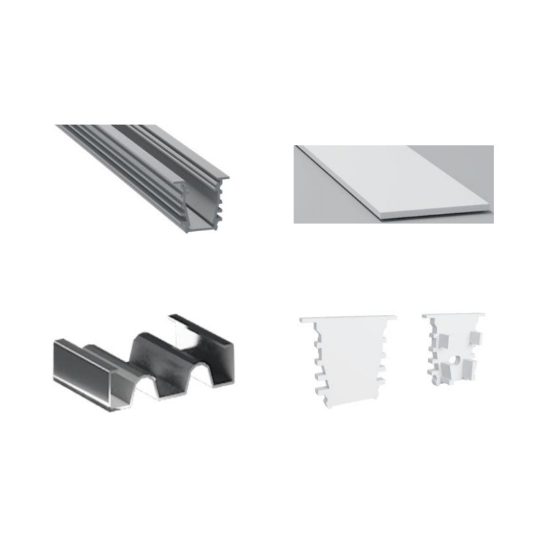 Einbau-LED-Kanaldiffusor aus Aluminium für 10-mm-LED-Streifen Einbau-LED-Kanaldiffusor aus Aluminium für 10-mm-LED-Streifen
