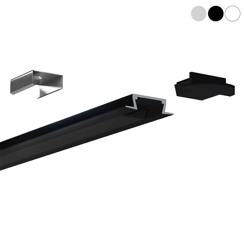 Einbau-LED-Lichtleistenkanal aus schwarzem Aluminium für 10 mm DC5V-LED-Bandleuchten