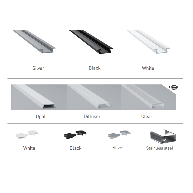 Zapuštěný černý hliníkový LED světelný pásek pro 10mm LED pásková světla DC5V Zapuštěný černý hliníkový LED světelný pásek pro 10mm LED pásková světla DC5V