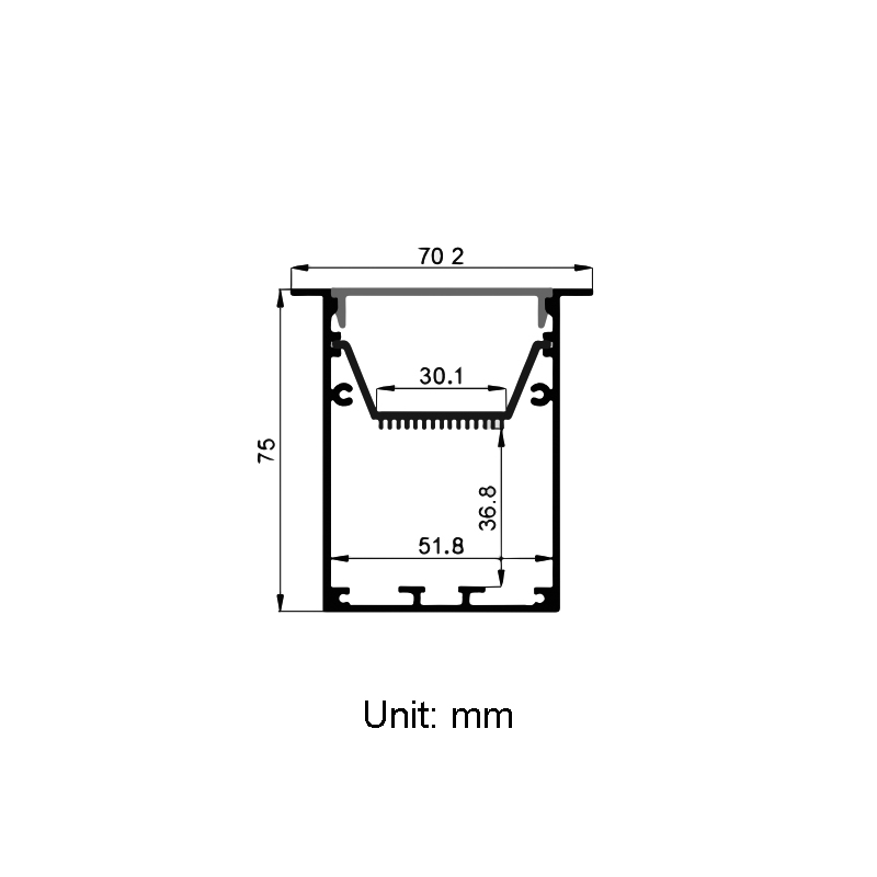 Versenktes Aluminium-LED-Profil für 28 mm 3528 vierreihige LED-Seilbeleuchtung Versenktes Aluminium-LED-Profil für 28 mm 3528 vierreihige LED-Seilbeleuchtung