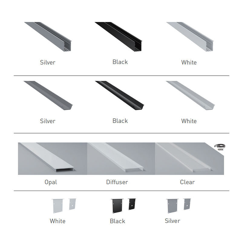 Versenktes Aluminium-LED-Profil für 28 mm 3528 vierreihige LED-Seilbeleuchtung Versenktes Aluminium-LED-Profil für 28 mm 3528 vierreihige LED-Seilbeleuchtung