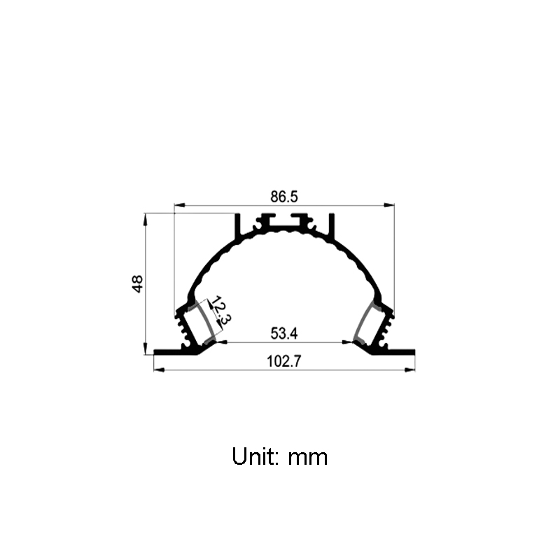 Einbauprofil aus Aluminium für LED-Streifen mit 12 mm Innenbreite Einbauprofil aus Aluminium für LED-Streifen mit 12 mm Innenbreite