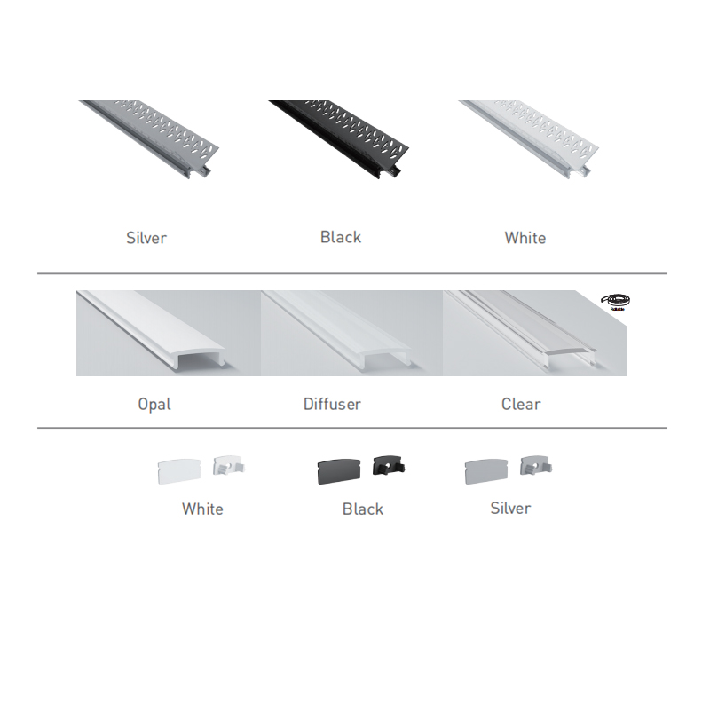 Versenktes schwarzes LED-Kanal-Trockenbau-Aluminiumprofil für 12-mm-LED-Streifen Versenktes schwarzes LED-Kanal-Trockenbau-Aluminiumprofil für 12-mm-LED-Streifen