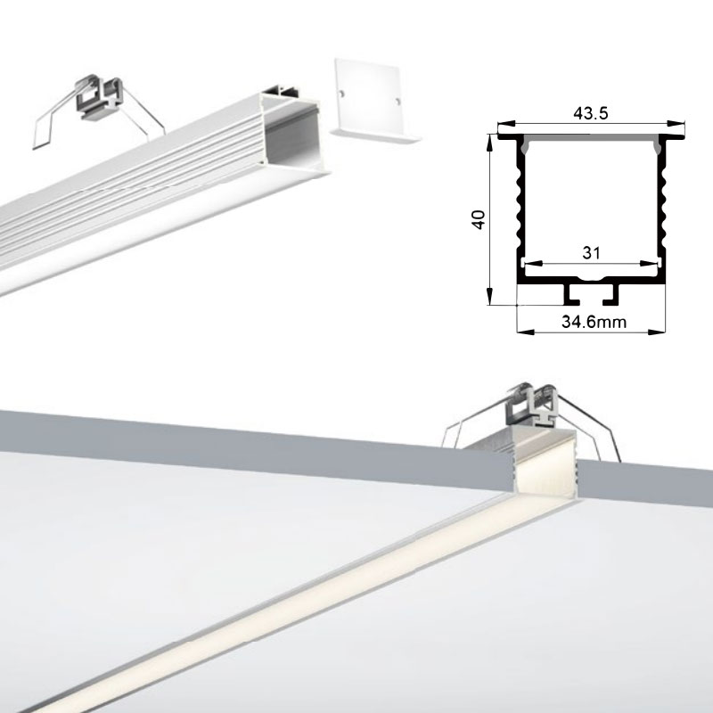Zapuštěný LED kanál pro 28mm víceřadý bílý LED pásek Zapuštěný LED kanál pro 28mm víceřadý bílý LED pásek