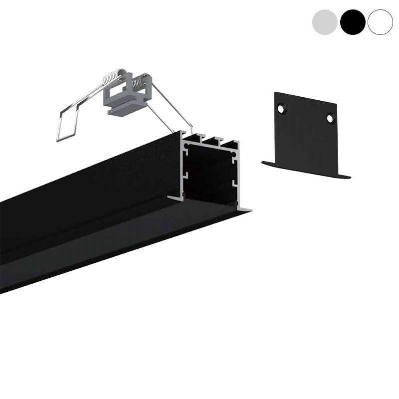 Einbau-LED-Streifendiffusor, schwarzes Aluminiumprofil für 20 mm 3528 dreireihige LED-Streifenlichter