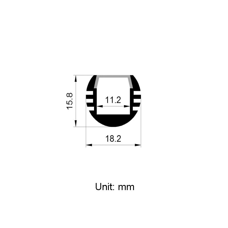Runder LED-Profildiffusor aus Aluminium für 10 mm 2216 LED-Streifenlichter Runder LED-Profildiffusor aus Aluminium für 10 mm 2216 LED-Streifenlichter