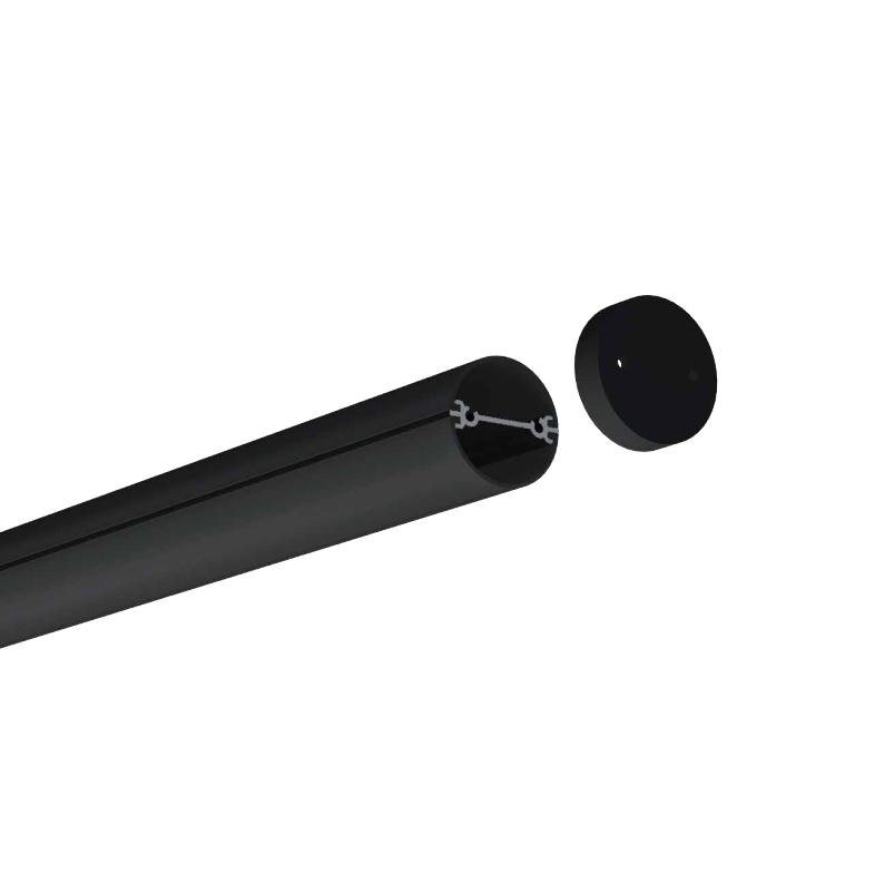 Rundes schwarzes Aluminiumprofil für LED-Streifenbeleuchtung mit 14.5 mm Innenbreite