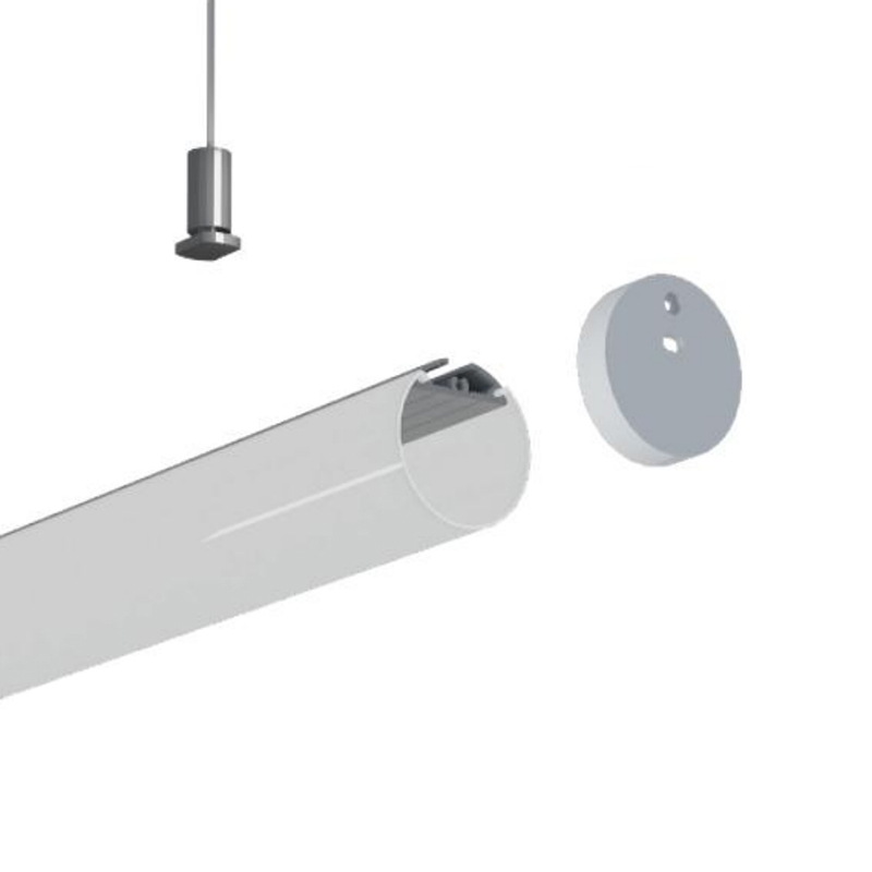 Rundes LED-Kanal-Hängeprofil aus Aluminium für zweireihige 20-mm-LED-Streifen