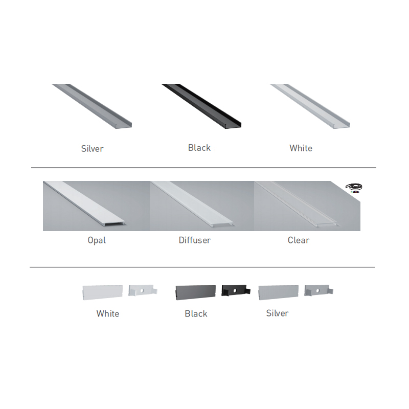 Breiter LED-Lichtdiffusorkanal zur Oberflächenmontage für 32-mm-LED-Streifen mit hoher Dichte Breiter LED-Lichtdiffusorkanal zur Oberflächenmontage für 32-mm-LED-Streifen mit hoher Dichte