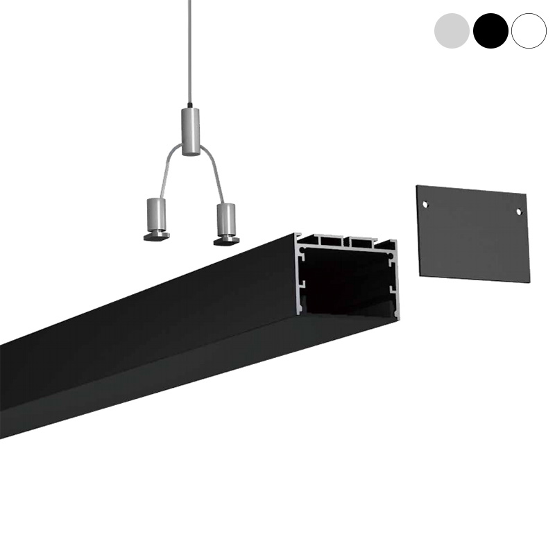 Závěsný černý LED extrudovaný hliníkový kanál pro 39mm LED páskové osvětlení