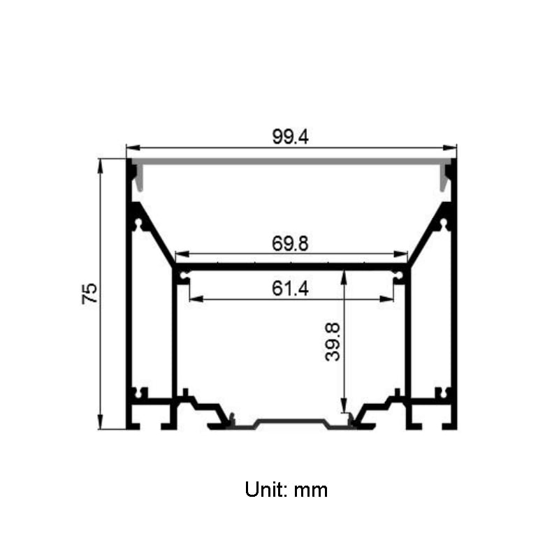 Suspended LED Profile | 69.8mm Wide Aluminum Channel Lighting