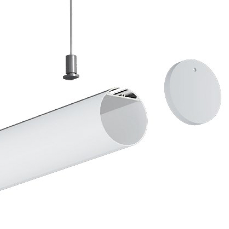 Abgehängter runder LED-Aluminiumkanal für 32 mm 5050 dreireihige LED-Beleuchtungsstreifen Abgehängter runder LED-Aluminiumkanal für 32 mm 5050 dreireihige LED-Beleuchtungsstreifen