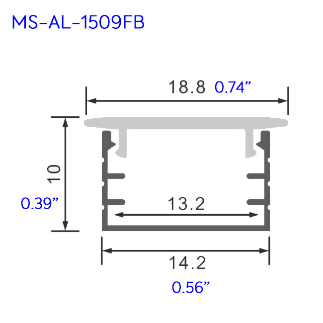 Trimless But Flanged Recessed LED Light Channel - 19mm Light Surface