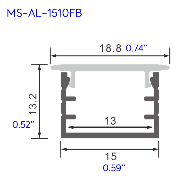 Trimless But Flanged Recessed LED Light Channel - 19mm Light Surface