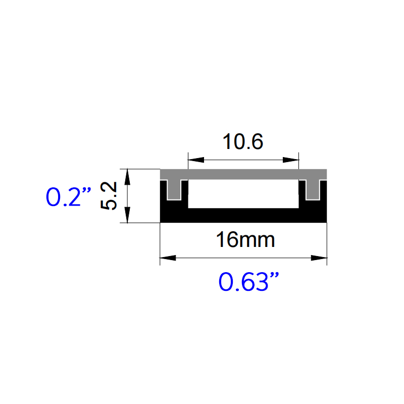 Ultradünner, biegsamer LED-Lichtkanal der UD-Serie 1605 – für 10-mm-Klebeband Ultradünner, biegsamer LED-Lichtkanal der UD-Serie 1605 – für 10-mm-Klebeband