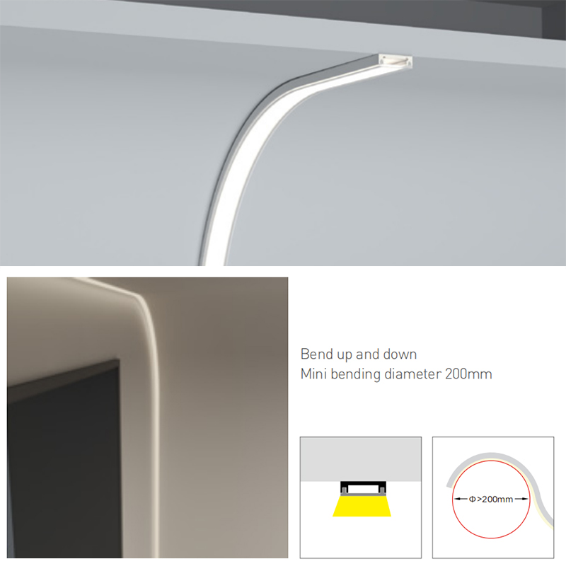 Ultradünner, biegsamer LED-Lichtkanal der UD-Serie 1605 – für 10-mm-Klebeband Ultradünner, biegsamer LED-Lichtkanal der UD-Serie 1605 – für 10-mm-Klebeband