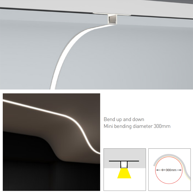 UD Series Curved Plasterboard And Tile Wall Lighting Channel