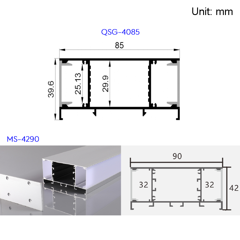 Wall Mount Aluminum LED Channel For 20mm Double Row LED Strip Light