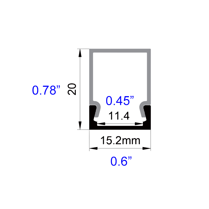 Široký osvětlený čtvercový světelný pásek - pro 10mm LED pásku Široký osvětlený čtvercový světelný pásek - pro 10mm LED pásku