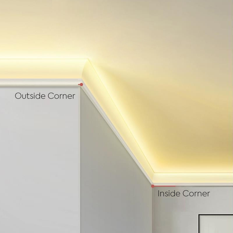 Eckverbindungsformen für LED-Kronenleisten aus Aluminium Eckverbindungsformen für LED-Kronenleisten aus Aluminium
