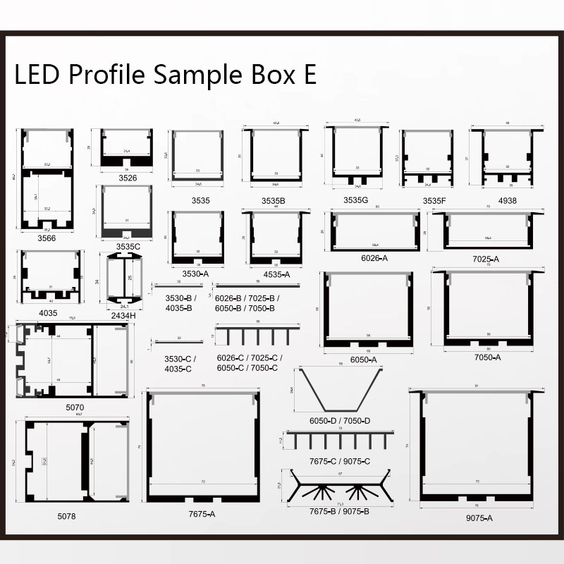 led aluminum profile channel sample box E type