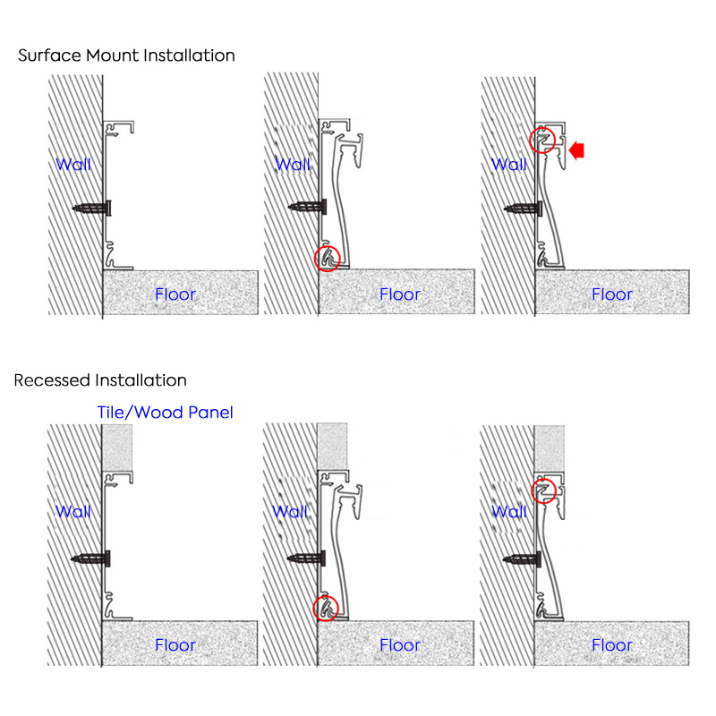Modular LED Flooring Illuminated Baseboard Installation