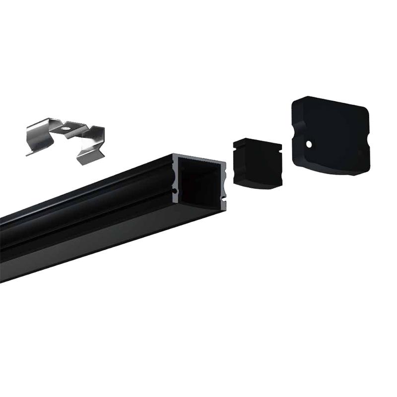 Wasserdichte LED-Kanäle aus schwarzem Aluminium für flexible 12-mm-LED-Streifen