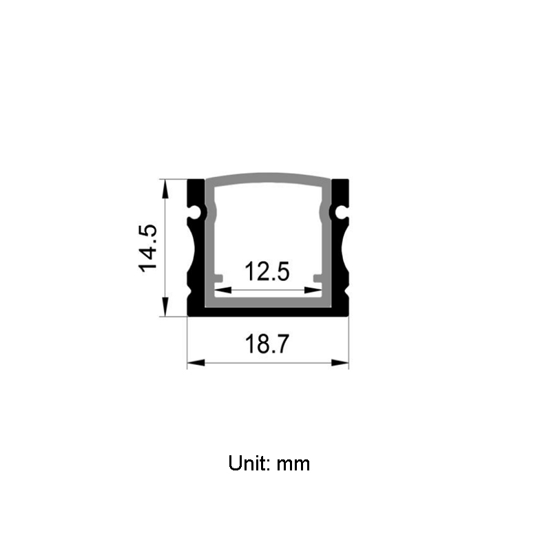 Wasserdichte LED-Kanäle aus schwarzem Aluminium für flexible 12-mm-LED-Streifen Wasserdichte LED-Kanäle aus schwarzem Aluminium für flexible 12-mm-LED-Streifen