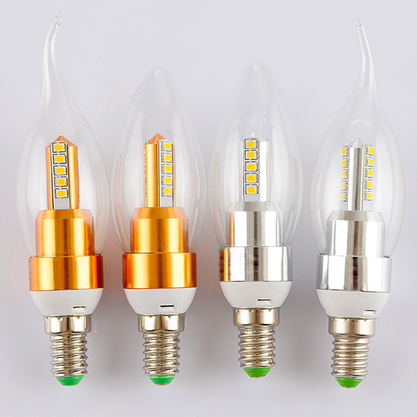 Energeticky úsporná LED žárovka ve tvaru svíčky E27 LED žárovky s kovovým pouzdrem