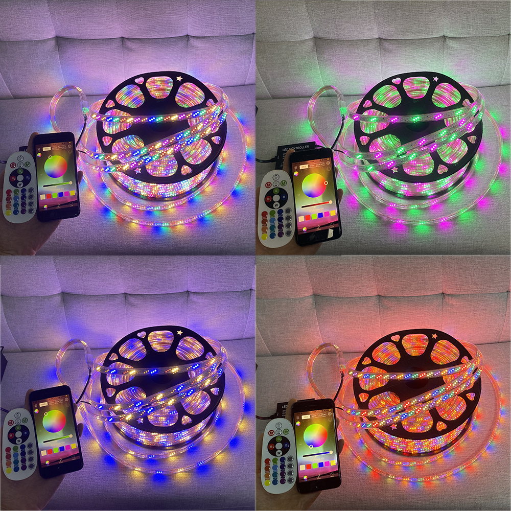 AC110/220V Hochspannungs-RGB-APP-Steuerung, Farbwechsel, LED-Bandlichter – für den Außenbereich, wasserdicht, IP67 – 18 LEDs/ft, 32.8–328 ft/Rolle AC110/220V Hochspannungs-RGB-APP-Steuerung, Farbwechsel, LED-Bandlichter – für den Außenbereich, wasserdicht, IP67 – 18 LEDs/ft, 32.8–328 ft/Rolle
