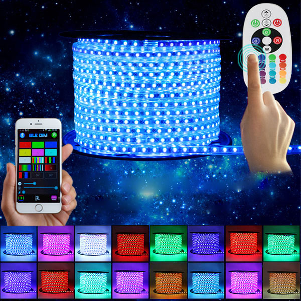 SMD5050 Hochspannungs-AC110 und 220 V Farbwechsel-RGB-LED-Streifen mit hoher Helligkeit, wasserdicht IP67, 60 LEDs pro Meter, 10–100 Meter (32.8–328 Fuß) pro Rolle im Angebot