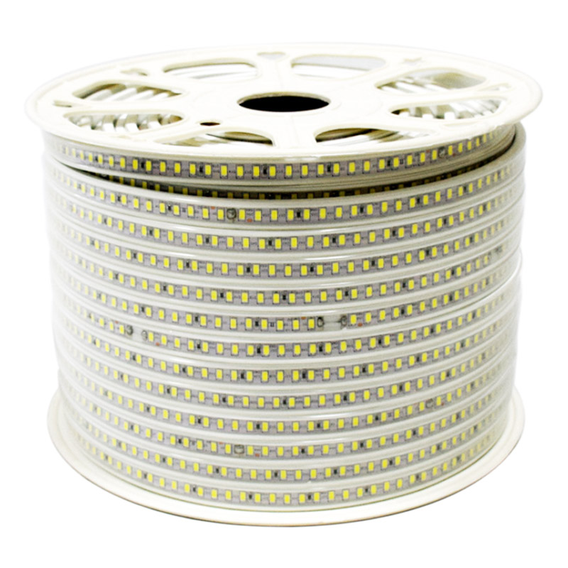 Einfarbige SMD2835-Hochspannungs-110- und 220-V-LED-Streifen, wasserdicht IP67, 120 LEDs pro Meter, 100 Meter (328 Fuß) pro Rolle im Angebot