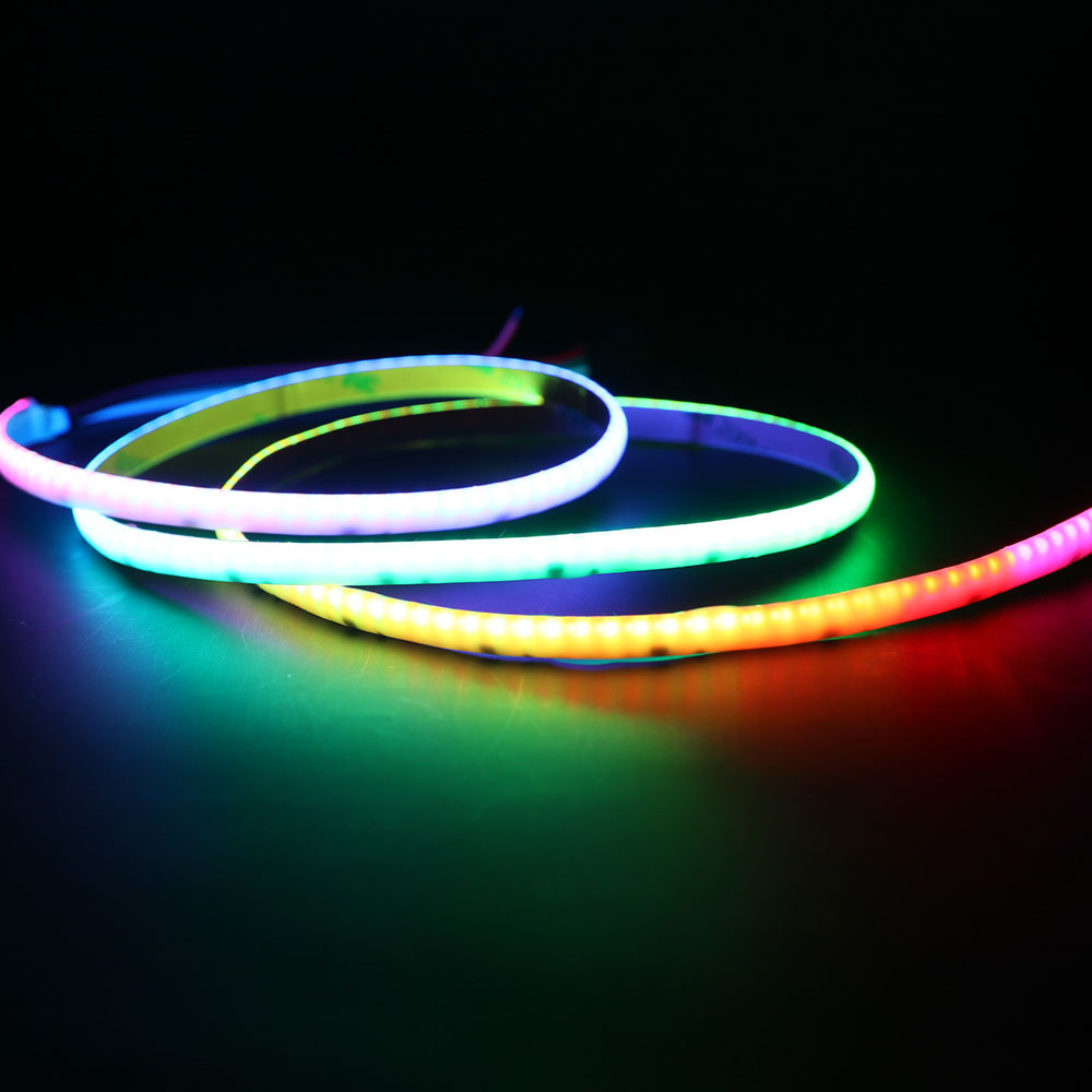 12V WS2811 adresovatelný RGB 7mm LED COB světelný pás 648 LED/m, 36 IC/m 12V WS2811 adresovatelný RGB 7mm LED COB světelný pás 648 LED/m, 36 IC/m