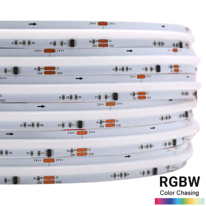 24 Volt adressierbarer RGBW-LED-COB-Lichtstreifen, ultrahell, 784 LEDs/m