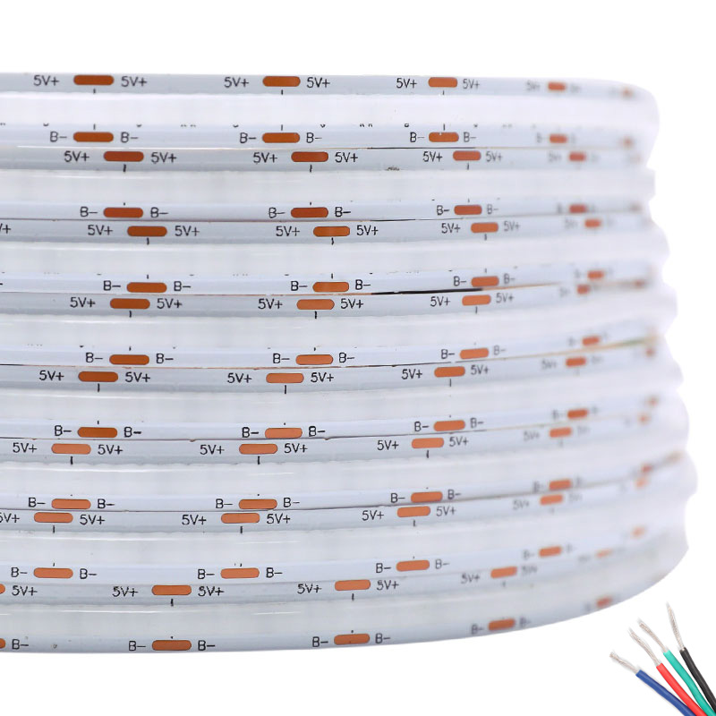 5V 576 čipů/m 8mm COB RGB LED pásková světla měnící barvu 5V 576 čipů/m 8mm COB RGB LED pásková světla měnící barvu