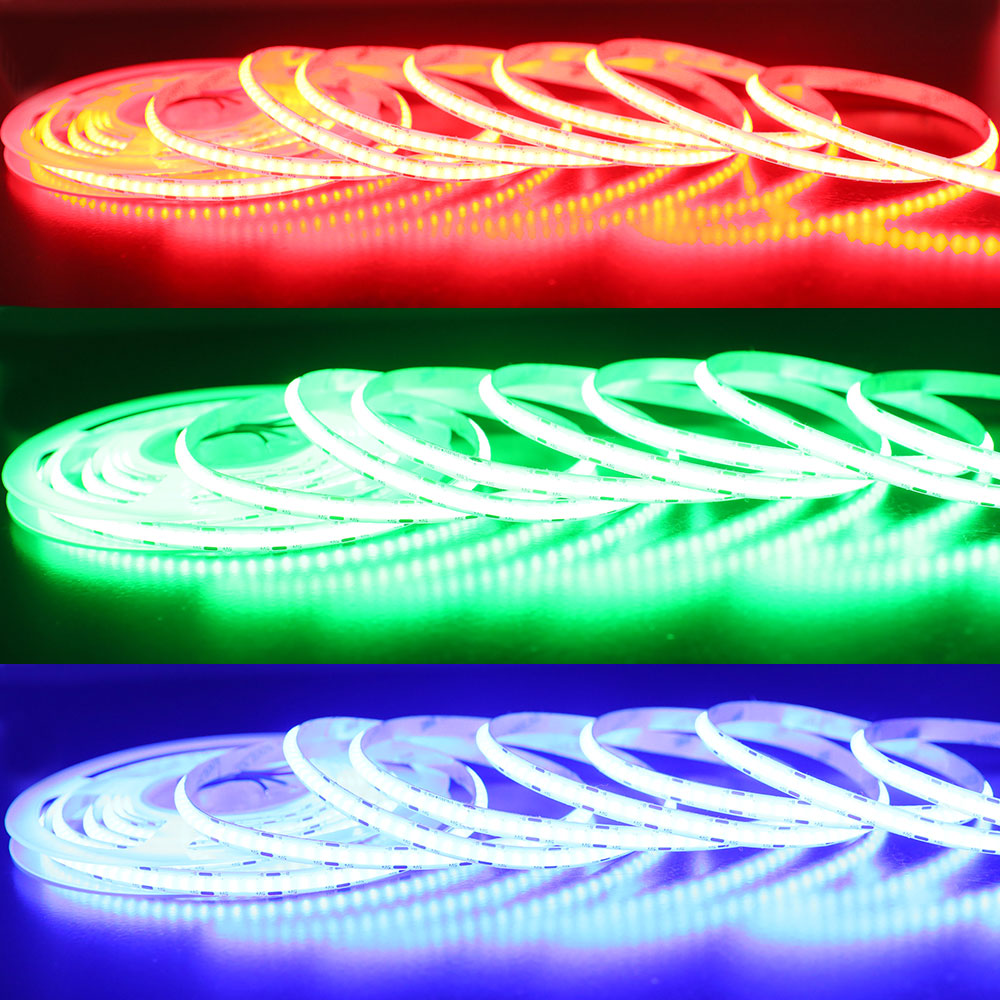5V 576 čipů/m 8mm COB RGB LED pásková světla měnící barvu 5V 576 čipů/m 8mm COB RGB LED pásková světla měnící barvu