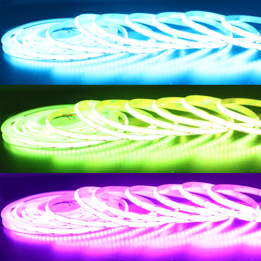 5V 576 čipů/m 8mm COB RGB LED pásková světla měnící barvu 5V 576 čipů/m 8mm COB RGB LED pásková světla měnící barvu