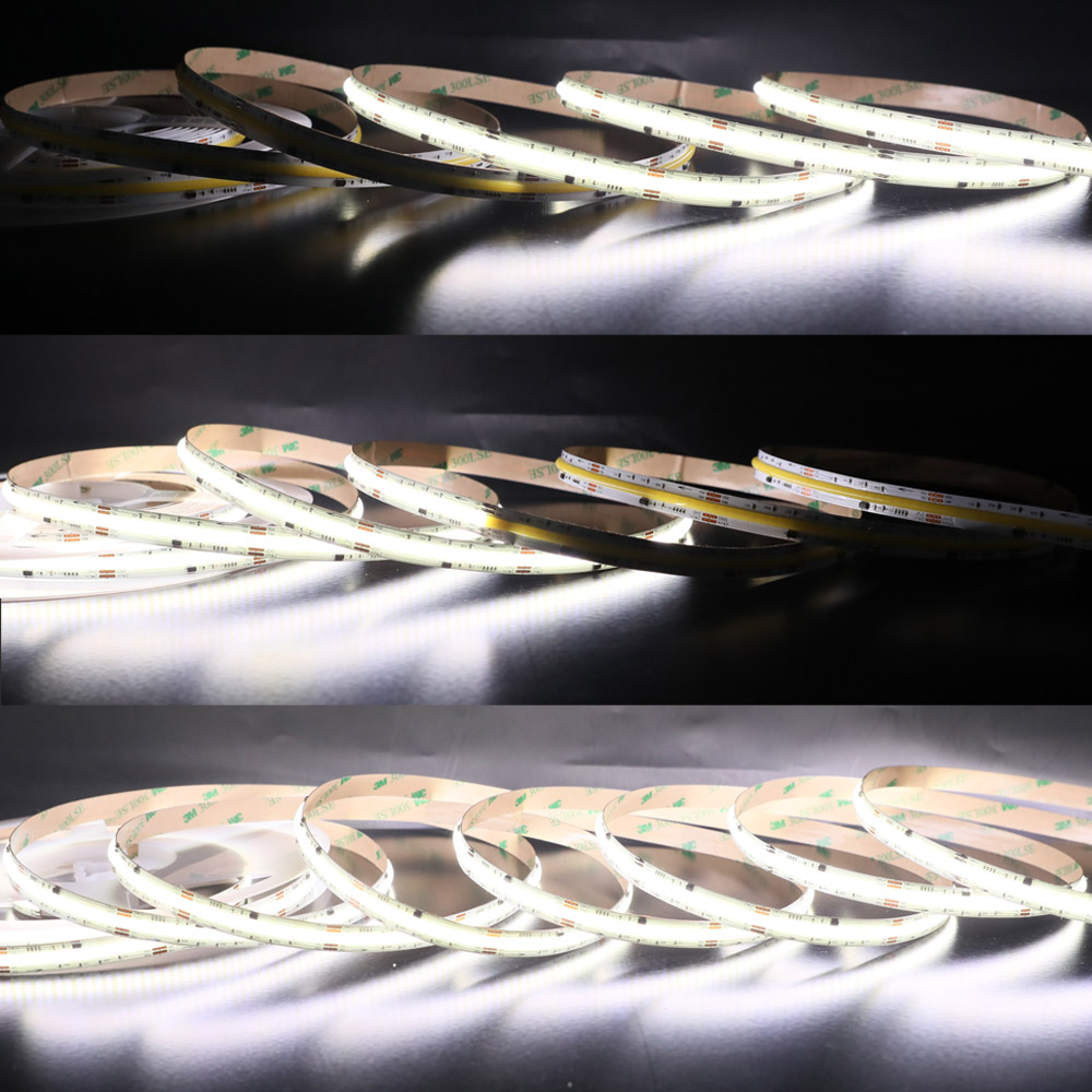 DC24V 5m CRI90+ 4pin Breakpoint Resume Running Water Addressable White COB LED Strip Light