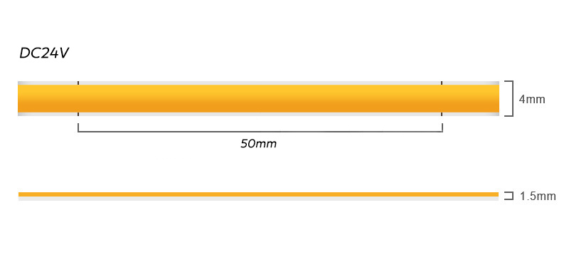 24V COB LED páskové světlo řezací segment