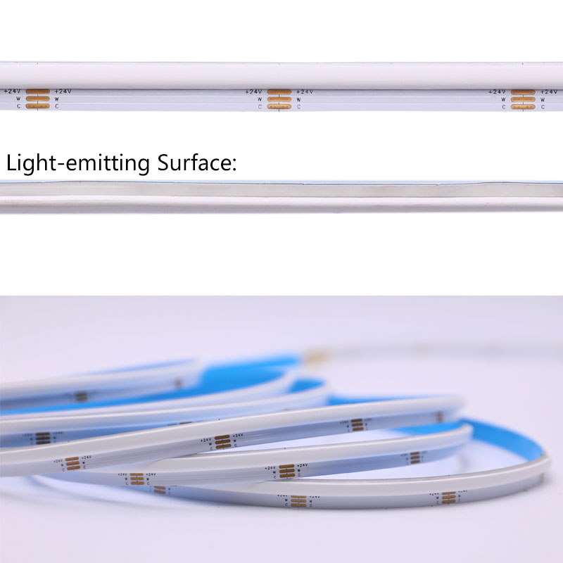 DC24V seitlich emittierender, dimmbarer CCT-COB-LED-Streifen, 560 Chips/m, 16.4 Fuß DC24V seitlich emittierender, dimmbarer CCT-COB-LED-Streifen, 560 Chips/m, 16.4 Fuß
