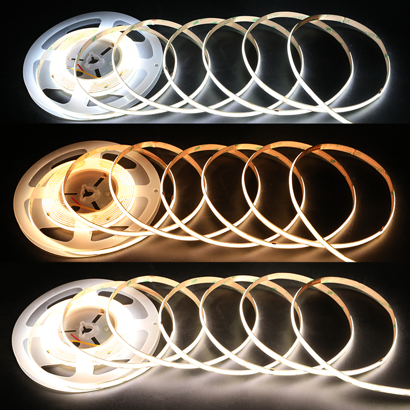 Nové DC12/24V duální bílé stmívatelné CCT Flexibilní COB LED páskové světlo – vysoká hustota 576LEDs/m teplá bílá + denní bílé LED osvětlení Nové DC12/24V duální bílé stmívatelné CCT Flexibilní COB LED páskové světlo – vysoká hustota 576LEDs/m teplá bílá + denní bílé LED osvětlení