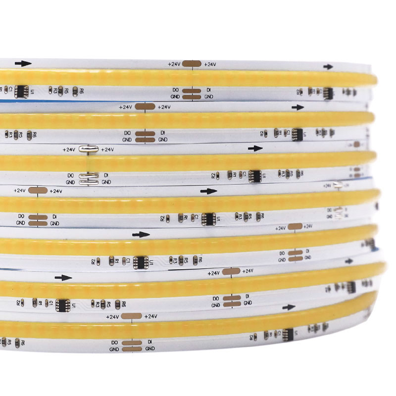 WS2811 DC24V adresovatelný CCT COB LED pásek 574 čipů/m – duální bílá tekoucí voda WS2811 DC24V adresovatelný CCT COB LED pásek 574 čipů/m – duální bílá tekoucí voda